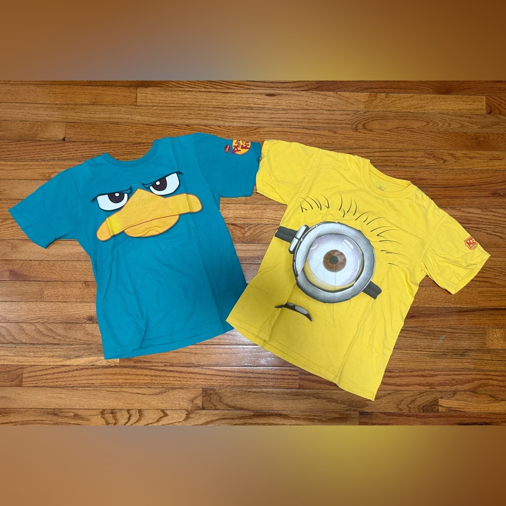 Disney Teal Platypus and Yellow Minion Graphic Junior T-Shirts
